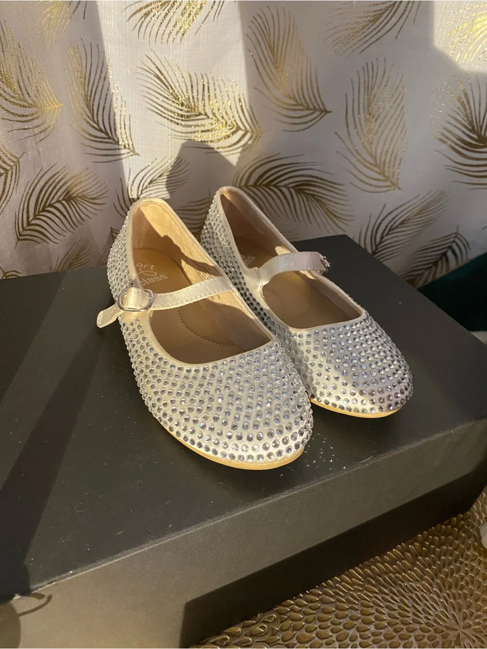 art class Girls' Ivory Rhinestone Mary Jane Flats
